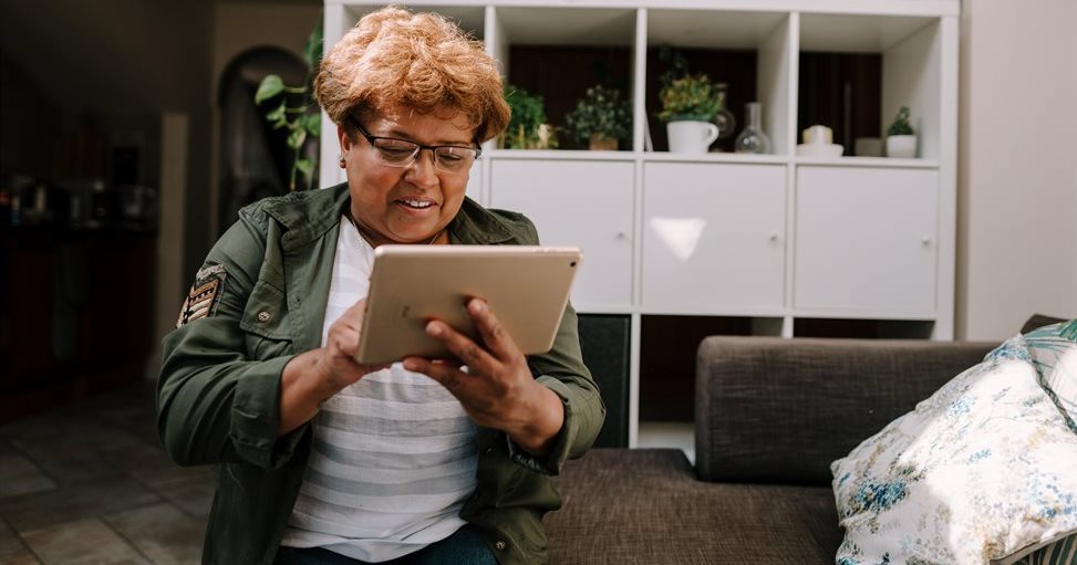 Older woman using an iPad